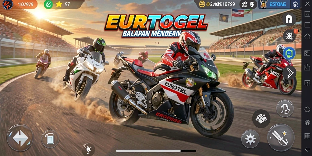Tampilan menarik dari gameplay balapan motor EUROTOGEL.