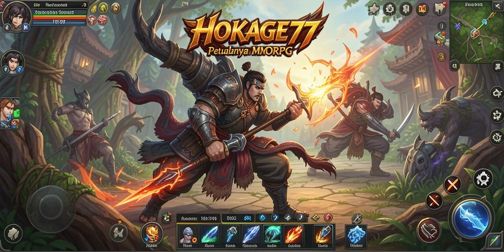Tampilan gameplay HOKAGE77 menampilkan pertarungan seru di dunia MMORPG.