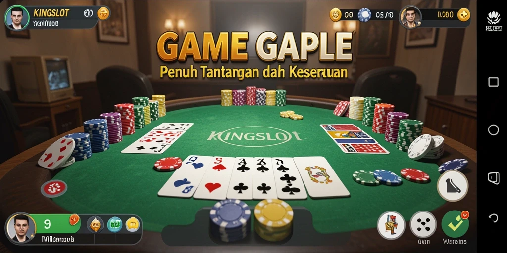 Screenshot gameplay KINGSLOT menampilkan keseruan permainan Gaple.
