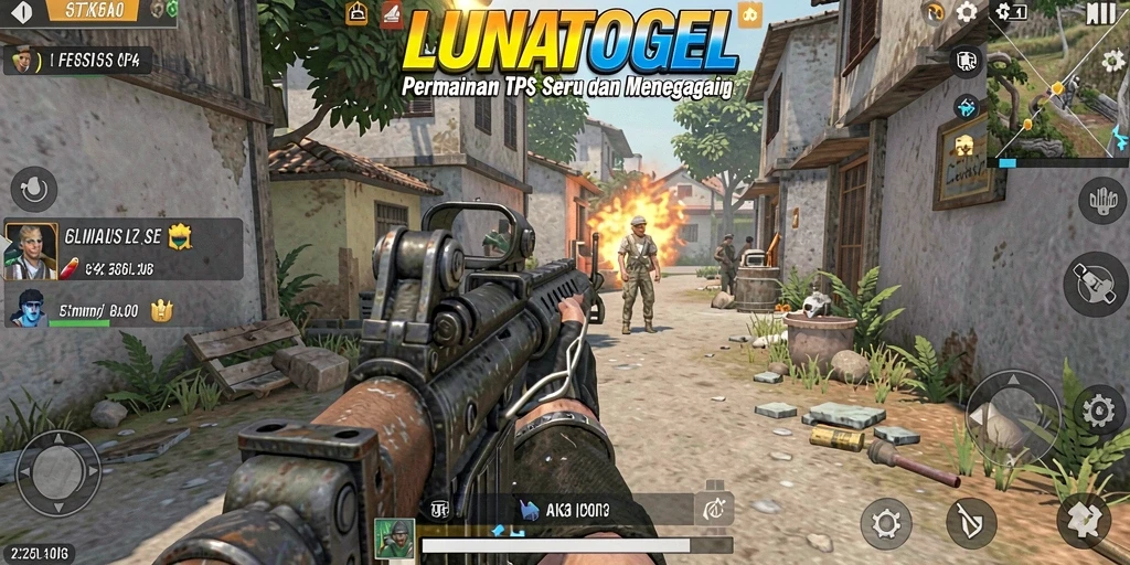 Screenshot gameplay LUNATOGEL menampilkan pertarungan seru di medan perang.