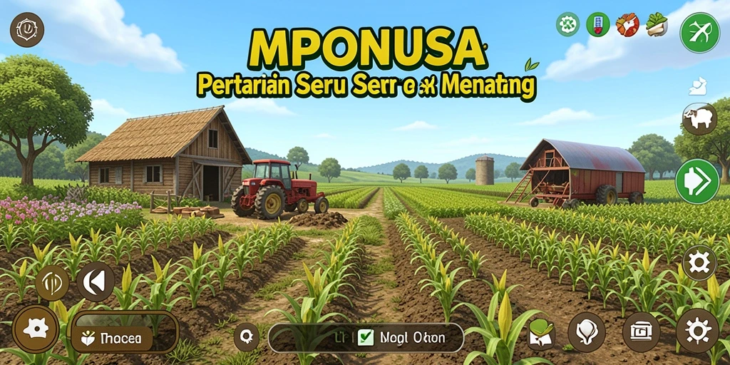 Tampilan gameplay seru dari MPONUSA dengan tema pertanian.