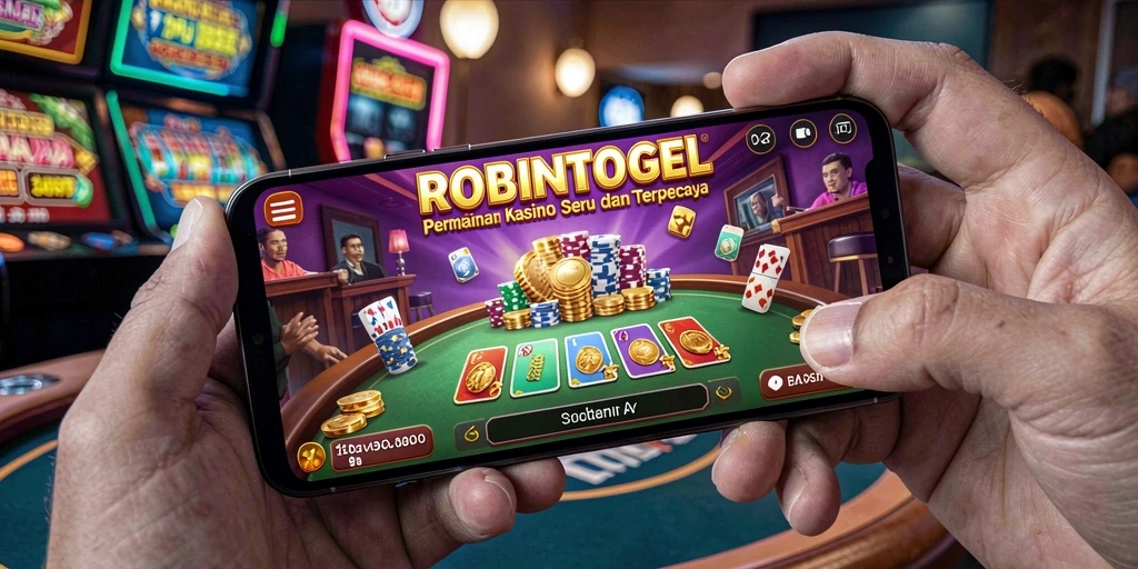 Screenshot gameplay ROBINTOGEL menampilkan suasana kasino yang penuh keseruan.