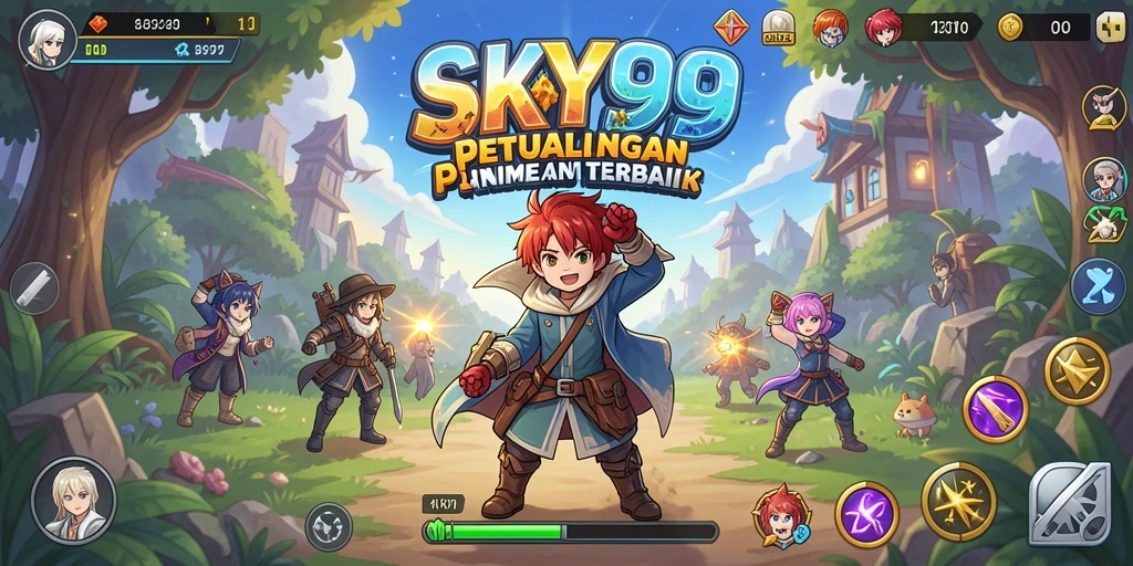 Screenshot gameplay SKY99 menampilkan karakter Anime dalam pertempuran.