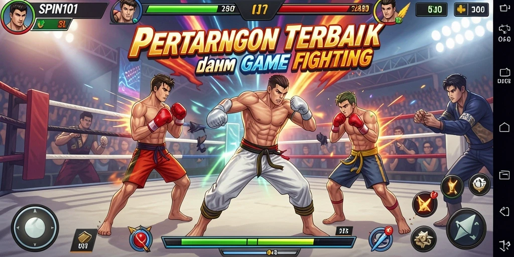 Tampilan gameplay SPIN101 yang mendebarkan dalam arena pertarungan.