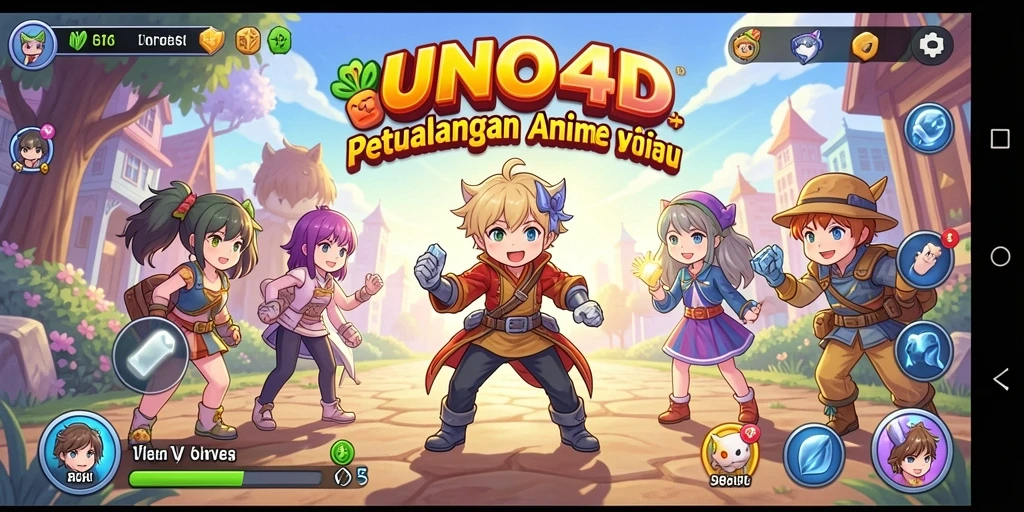 Gameplay seru UNO4D dengan karakter anime yang menawan.